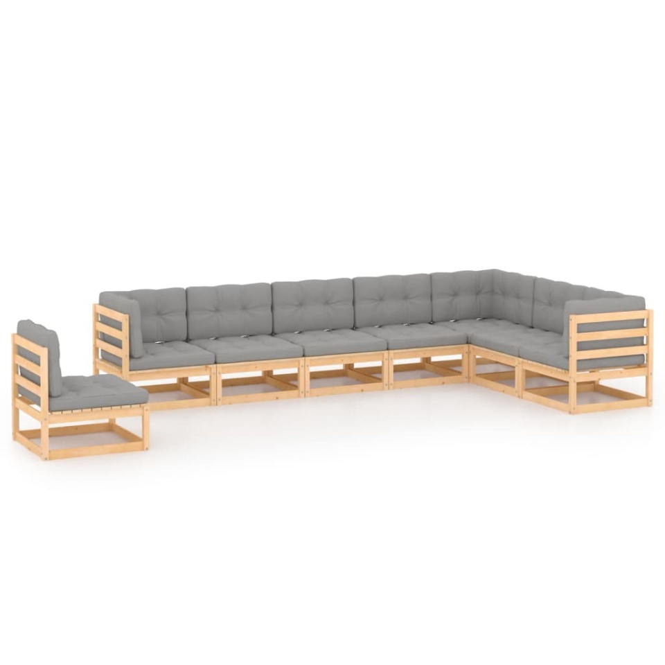 Set mobilier grădină cu perne, 8 piese, lemn masiv de pin