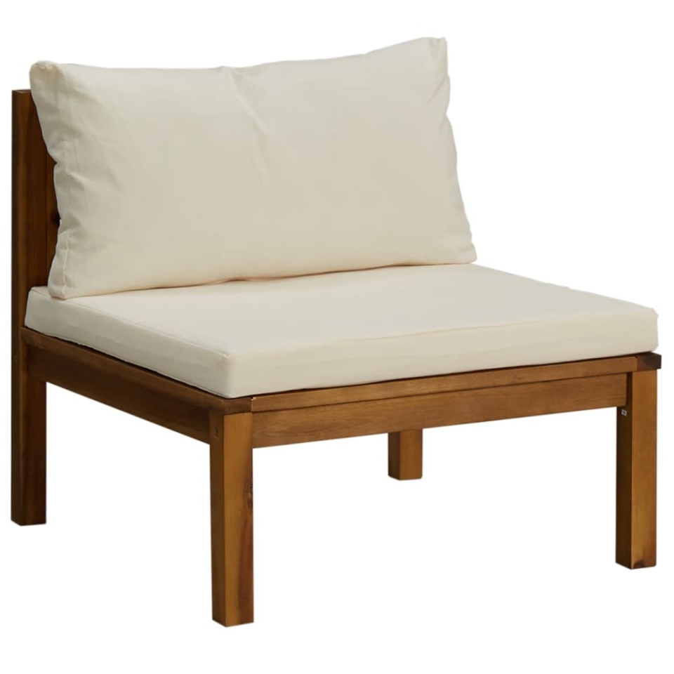 Set mobilier grădină cu perne crem, 6 piese, lemn masiv acacia - 3 | YEO