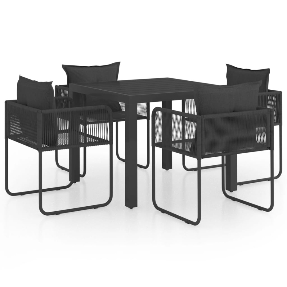 Set mobilier masă de grădină, 5 piese, negru, ratan PVC - 1 | YEO