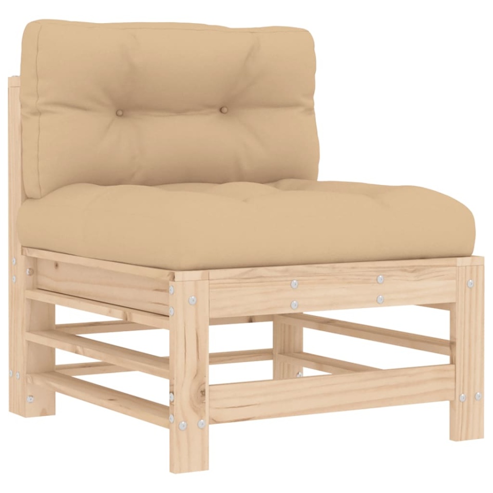 Set mobilier relaxare de grădină & perne 6 piese lemn masiv pin - 3 | YEO