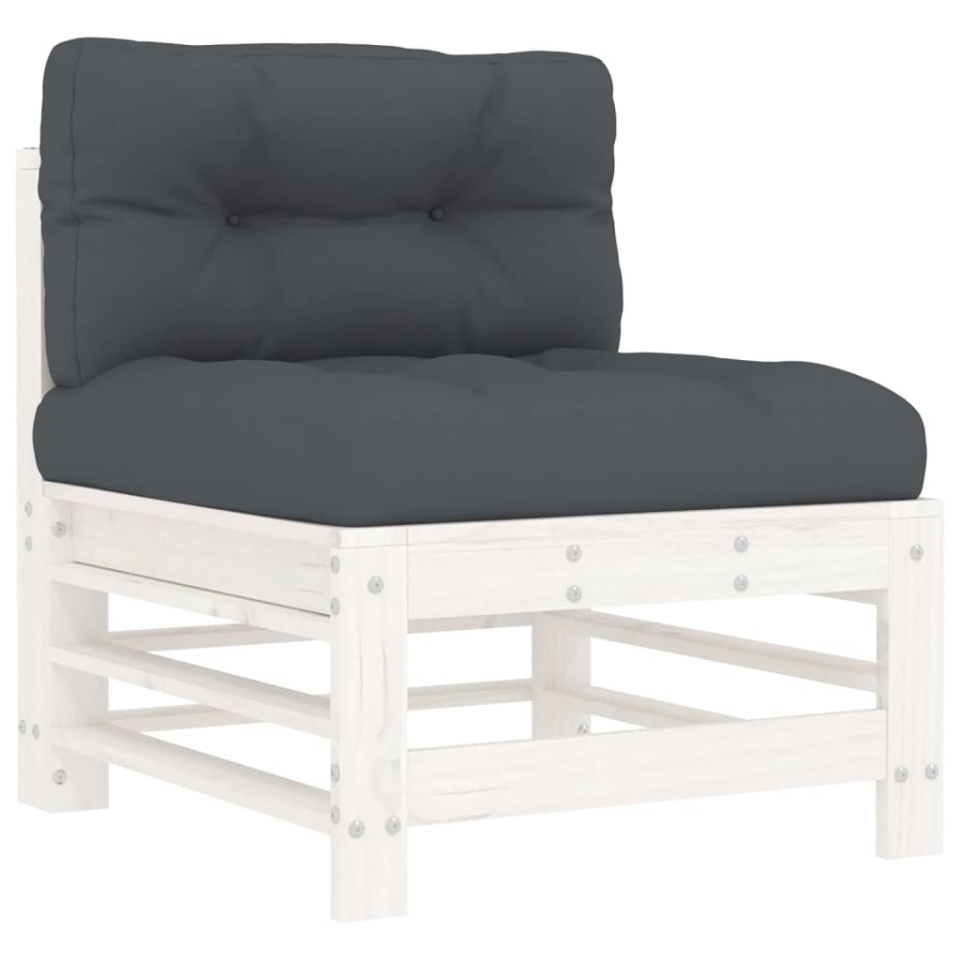 Set mobilier relaxare grădină&perne 6 piese alb lemn masiv pin - 3 | YEO