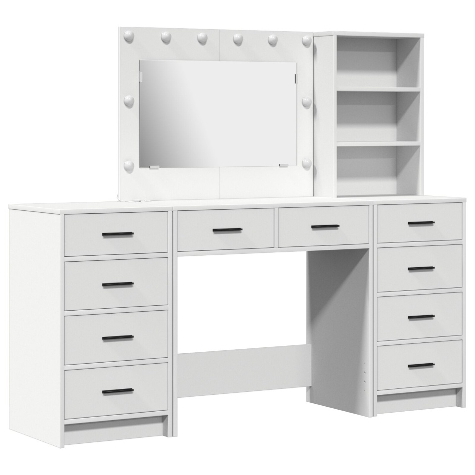 Set toaletă 3 piese cu LED din lemn alb - 1 | YEO