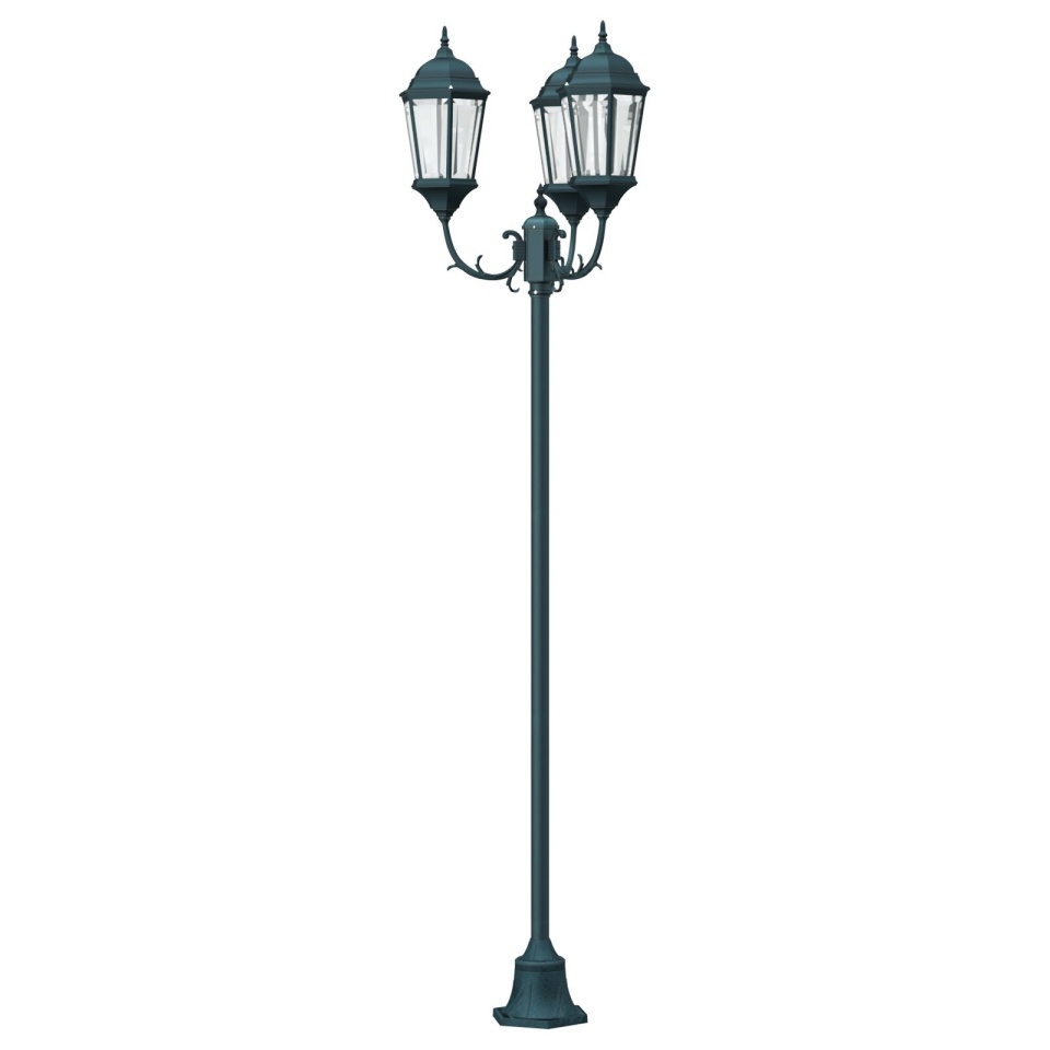 Stâlp de lumină pentru grădină cu 3 lămpi E27 Verde 220 cm Aluminiu - 3 | YEO
