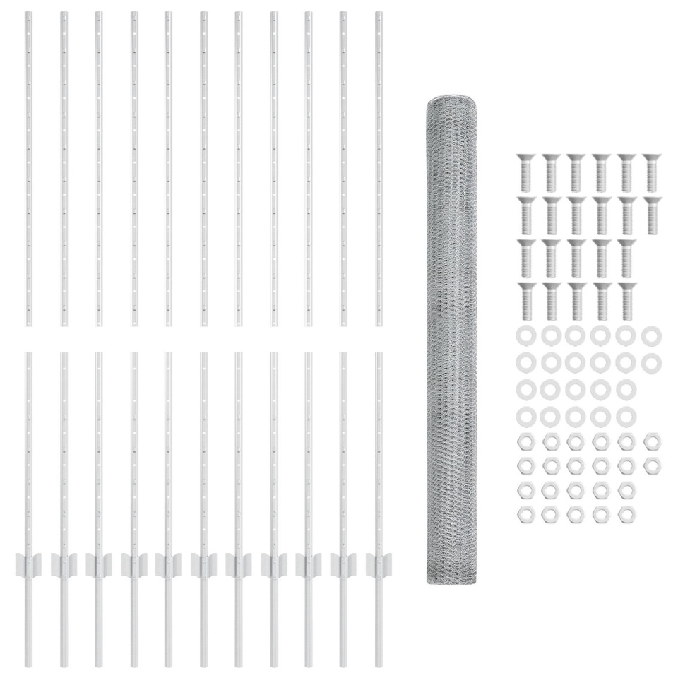 Stâlpi de Gard 22 de buc U-Channel 140 cm Oțel Galvanizat, Gard Hexagonal 1.4x25 m Oțel Galvanizat - 3 | YEO