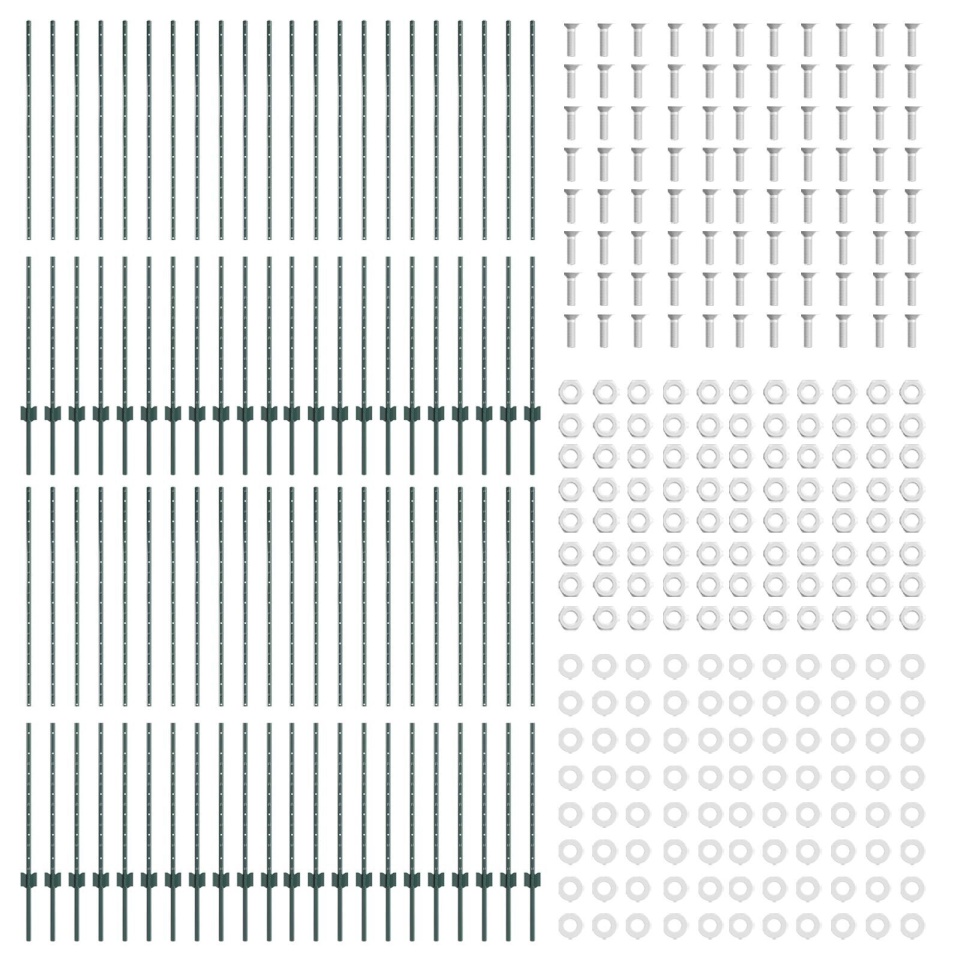Stâlpi de gard 44 pcs U-Channel Verde 200 cm Oțel - 3 | YEO