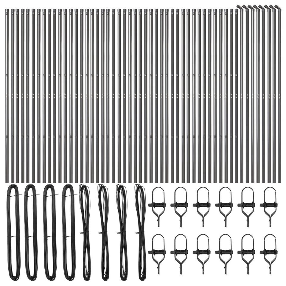Stâlpi de gard, 52 buc., gri, Ø32 mm, 210 cm, oțel zincat - 1 | YEO