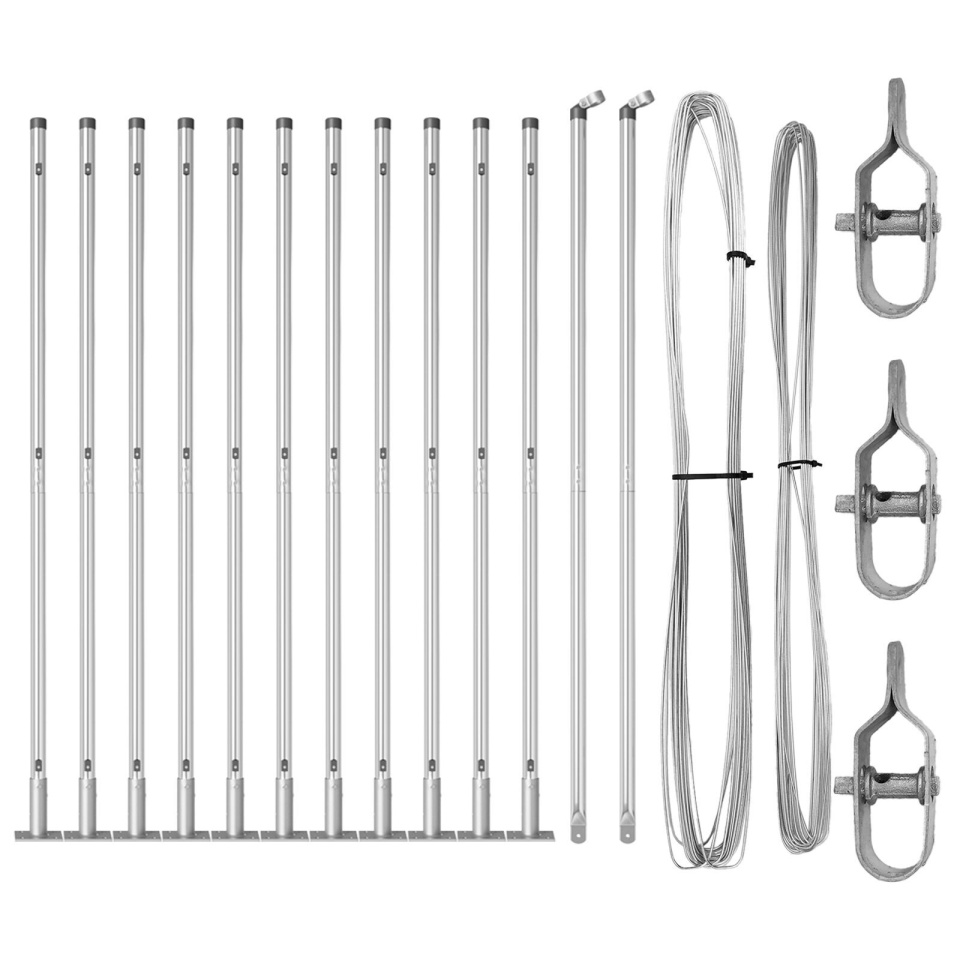 Stâlpi de gard cu plăci de bază 13 buc Ø32mm 88,5cm Oțel galvanizat - 1 | YEO