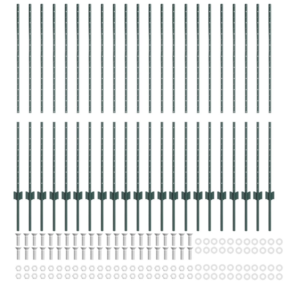 Stâlpi pentru Gard 22 pcs U-Channel Verde 180 cm Oțel - 3 | YEO