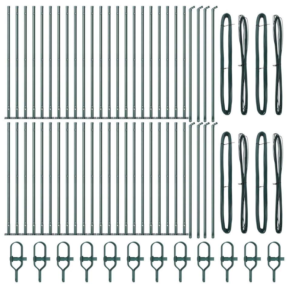 Stâlpi pentru Gard Set de 52 Verde Oțel Vopsit Electrostatic - 1 | YEO