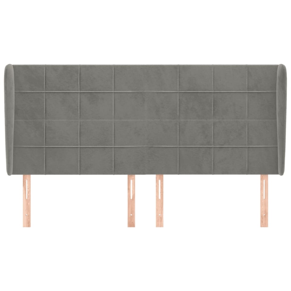 Tăblie de pat cu aripioare gri deschis 183x23x118/128cm catifea - 2 | YEO