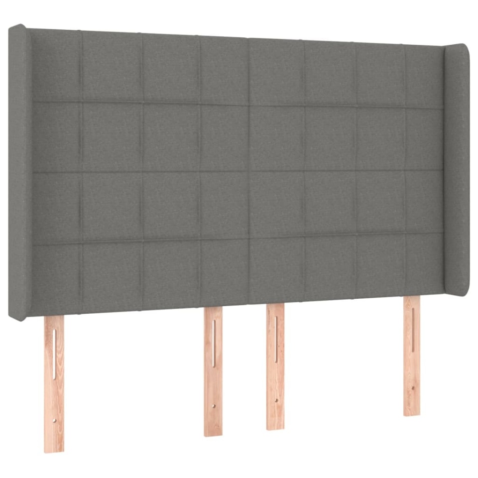 Tăblie de pat cu aripioare gri închis 147x16x118/128 cm textil - 1 | YEO