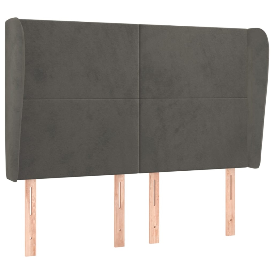 Tăblie de pat cu aripioare gri închis 147x23x118/128 cm catifea - 1 | YEO