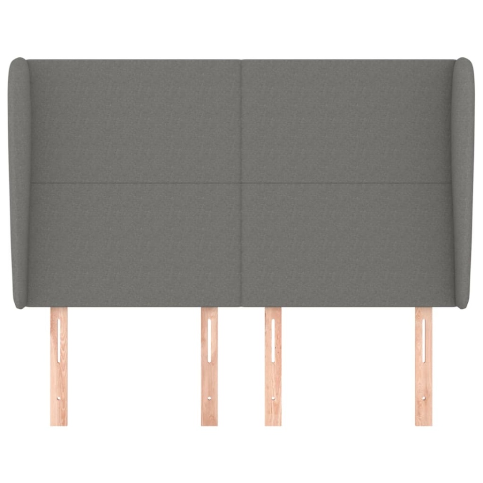 Tăblie de pat cu aripioare gri închis 147x23x118/128 cm textil - 2 | YEO