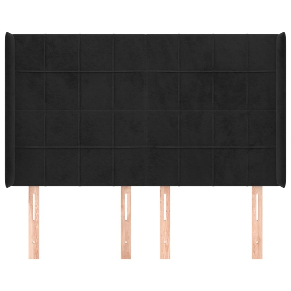 Tăblie de pat cu aripioare, negru, 147x16x118/128 cm, catifea - 2 | YEO