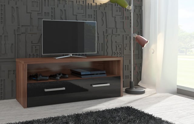 Tirana (Comoda Tv) Plum/Black High Gloss