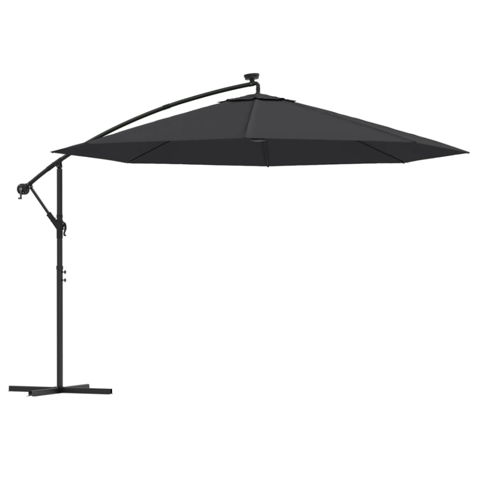 Umbrelă în consolă de grădină cu LED-uri, negru, 350 cm - 1 | YEO