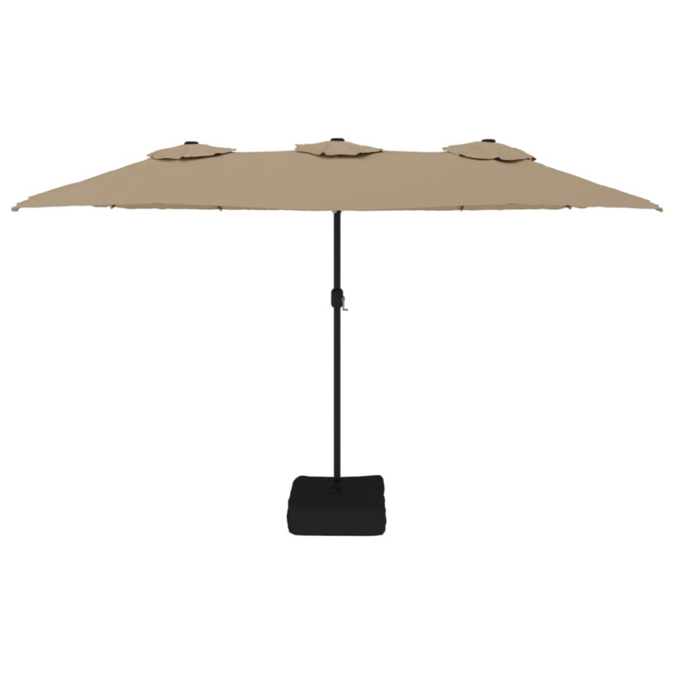 Umbrelă soare cu două capete cu LED-uri, gri taupe, 449x245 cm - 3 | YEO