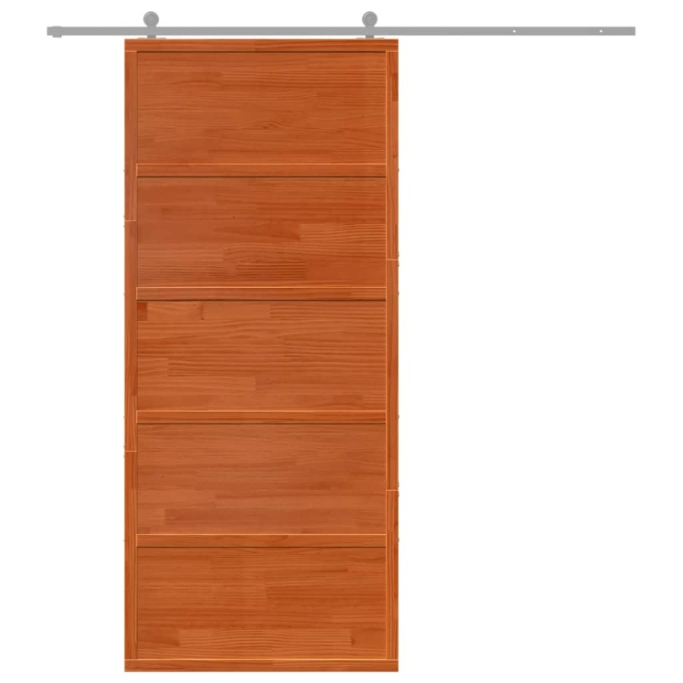 Ușă de hambar, maro ceruit, 90x208 cm, lemn masiv de pin - 2 | YEO