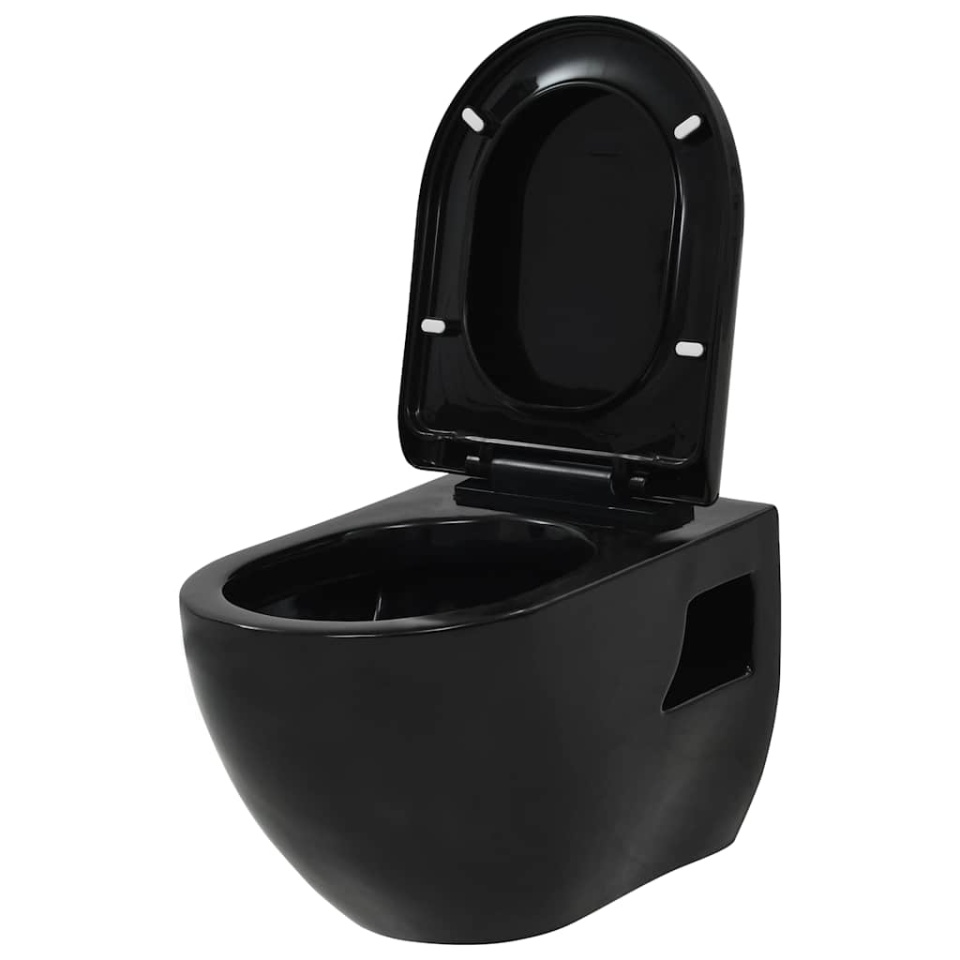 Vas de toaletă suspendat cu rezervor încastrat, negru, ceramică - 3 | YEO