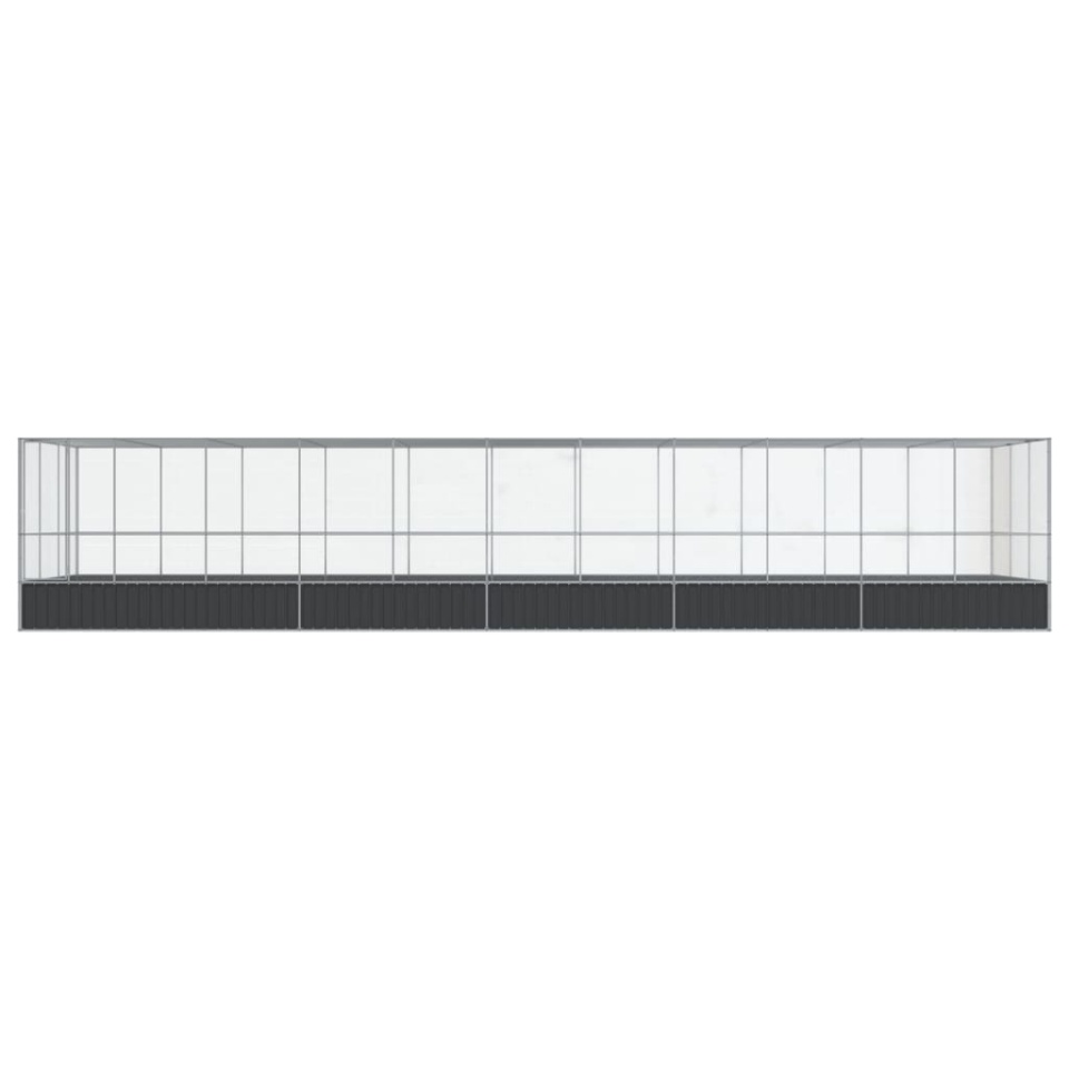 Voliera de păsări cu extensie, argintiu, 1139x307x212 cm, oțel - 2 | YEO