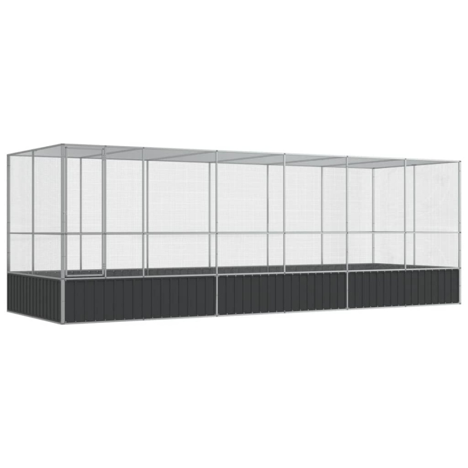 Voliera de păsări cu extensie, argintiu, 625x207x212 cm, oțel - 1 | YEO