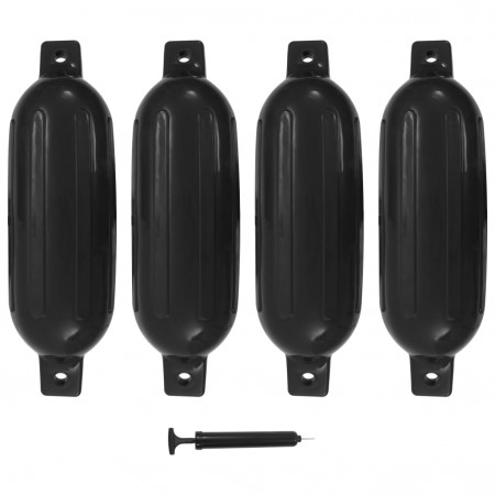 Baloane de acostare, 4 buc., negru, 58,5 x 16,5 cm, PVC
