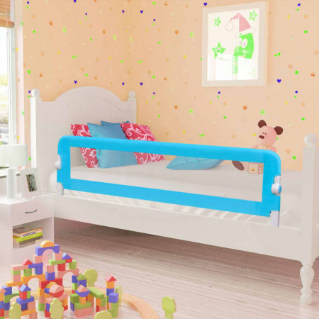 Balustradă de pat protecție copii, 2 buc, albastru, 150 x 42 cm - Img 1
