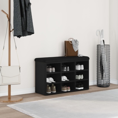 Bancă de depozit Negru Stejar 80x30x48 cm Lemn compus