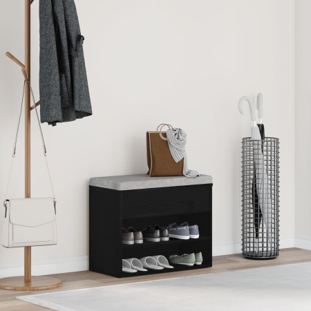 Bancă de hol Negru Stejar 60x30x45 cm Lemn prelucrat