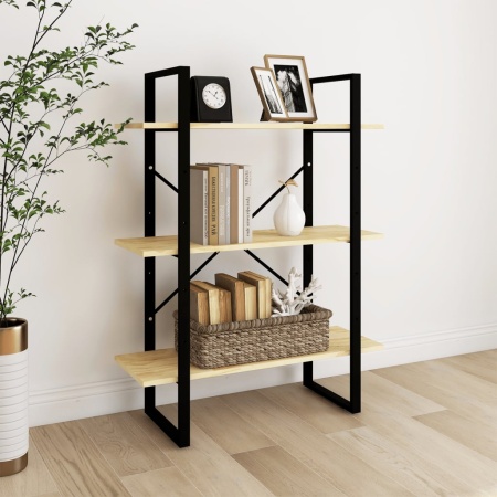 Bibliotecă cu 3 rafturi, 80x30x105 cm, lemn masiv de pin
