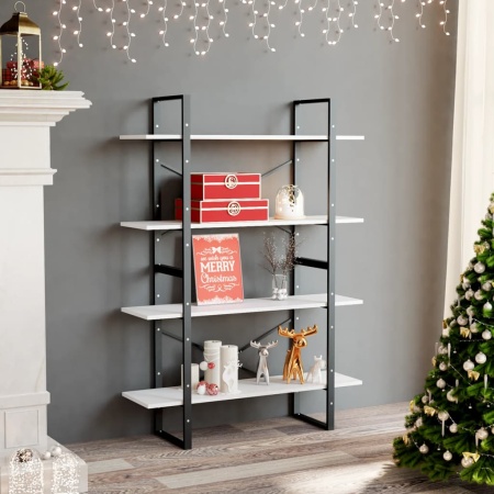 Bibliotecă cu 4 rafturi, alb, 100x30x140 cm, PAL
