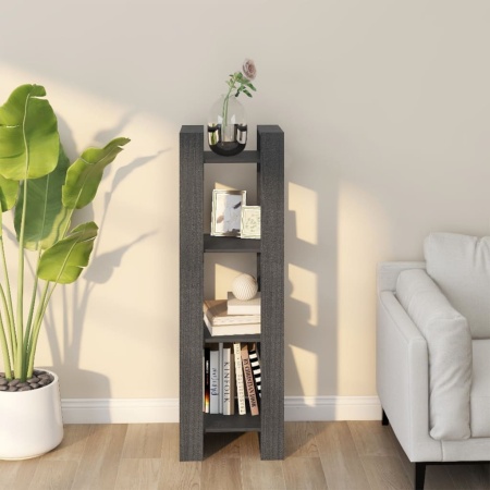 Bibliotecă/Separator cameră, gri, 41x35x125 cm, lemn masiv pin
