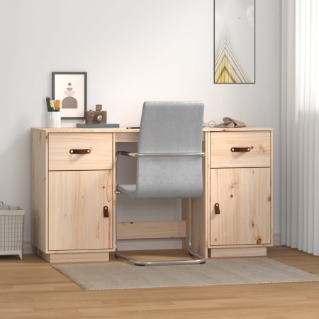 Birou cu dulapuri, 135x50x75 cm, lemn masiv de pin