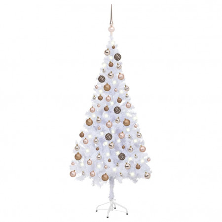 Brad de Crăciun pre-iluminat cu globuri, 180 cm, 620 de ramuri - Img 1