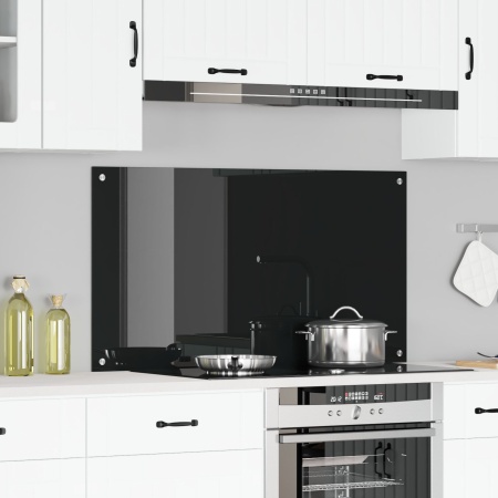 Bucătăria Backsplash Negru 110x60x0,6 cm din Sticlă Temprată