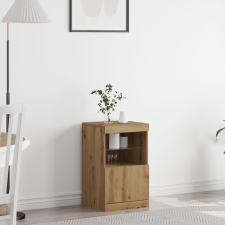 Bufet cu lumini LED Stejar Artisan 41x37x67 cm