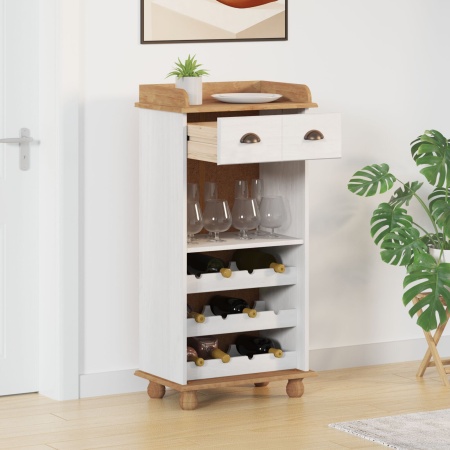 Cabinet de vin ASKIM cu 12 suporturi pentru sticle Alb Lemn solid din pin