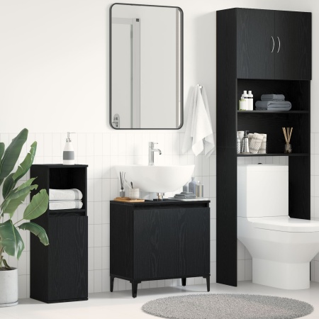 Cabinet lavoar Stejar Negru 58x33x60 cm Lemn prelucrat