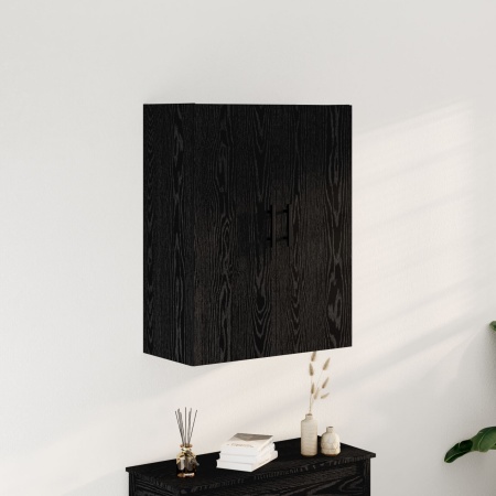 Cabinet montat pe perete Negru Stejar 69,5x34x90 cm Lemn compus