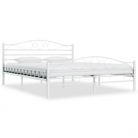 Cadru de pat, alb, 160 x 200 cm, metal - Img 1