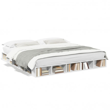 Cadru de pat alb 180x200 cm din lemn prelucrat
