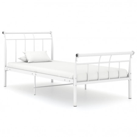 Cadru de pat, alb, 90x200 cm, metal