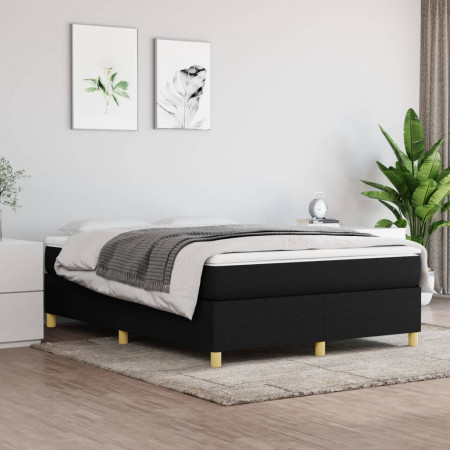 Cadru de pat box spring, negru, 140x190 cm, textil