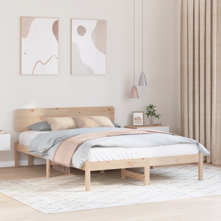 Cadru de Pat cu Headboard 140x200 cm Lemn Masiv de Pin