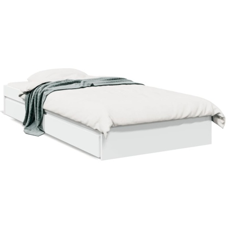 Cadru de pat cu sertare, alb, 90x200 cm, lemn prelucrat
