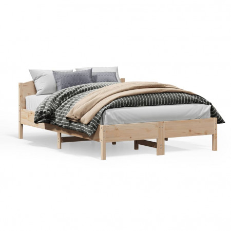 Cadru de pat cu tăblie, 160x200 cm, lemn masiv de pin