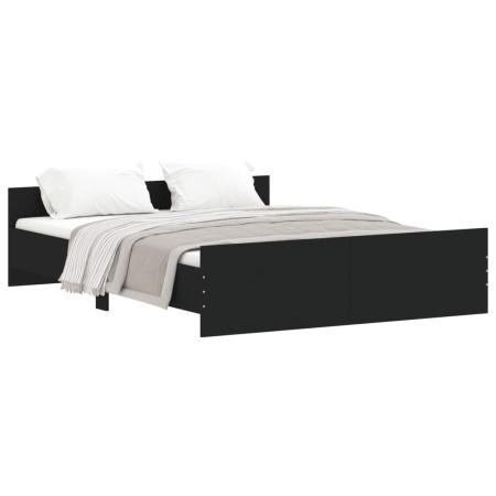 Cadru de pat cu tăblie de cap și picioare, negru, 150x200 cm
