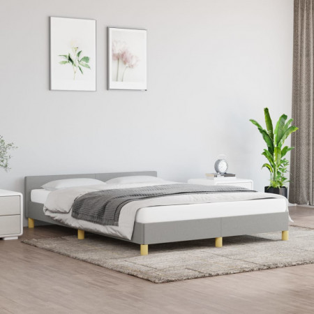 Cadru de pat cu tăblie, gri deschis, 140x190 cm, textil