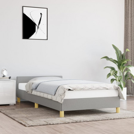 Cadru de pat cu tăblie, gri deschis, 80x200 cm, textil