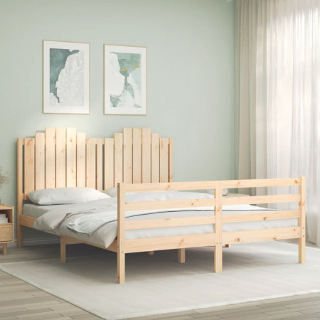 Cadru de pat cu tăblie, king size, lemn masiv